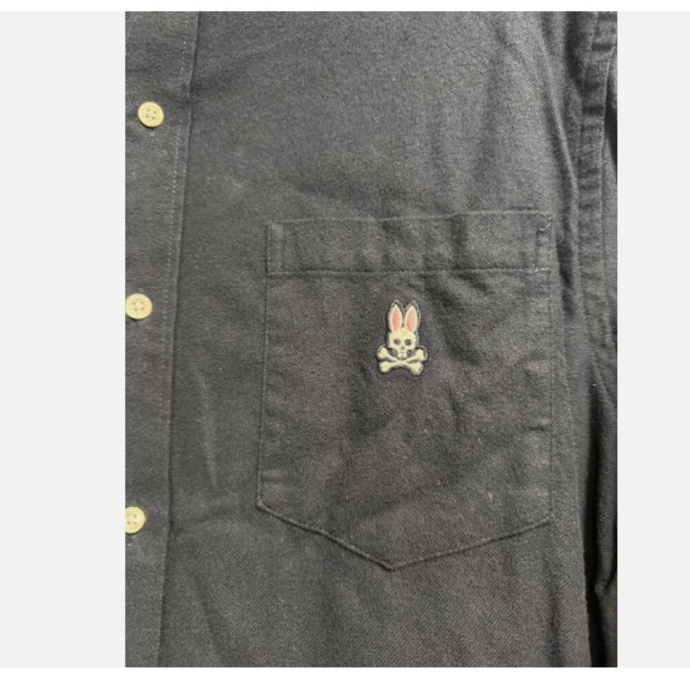 Psycho Bunny Embroidered Button-Down SZ LARGE Black Button Up Down Cotton - Picture 5 of 5